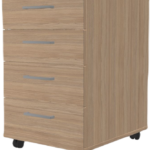 Sahtliboks ratastel OPTIMA 415x500x638mm 4-sahtliga tamm