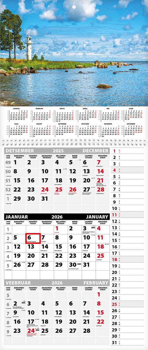 pakal00707-2 Seinakalender TRIO MEMO, avatud mõõt 297x630mm (PILT nr. 1) 00372/40313 - Image 1