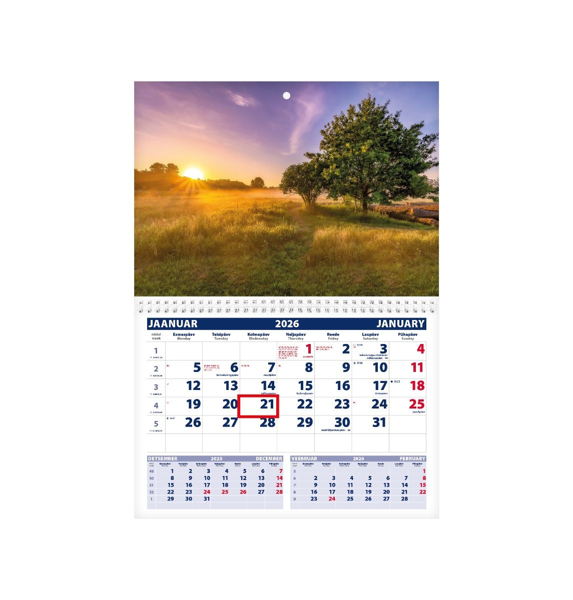 pakal100201-3 Seinakalender UNO, avatud mõõt 297x425mm (PILT nr. 11) 00320/40213 - Image 1