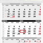 Seinakalender QUATTRO, avatud mõõt 297x760mm (PILT nr. 16) 00322/40504