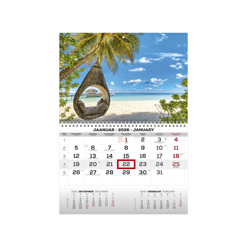 pakal96716-2 Seinakalender MONO eesti-inglise nr.12 2911050012 - Image 1