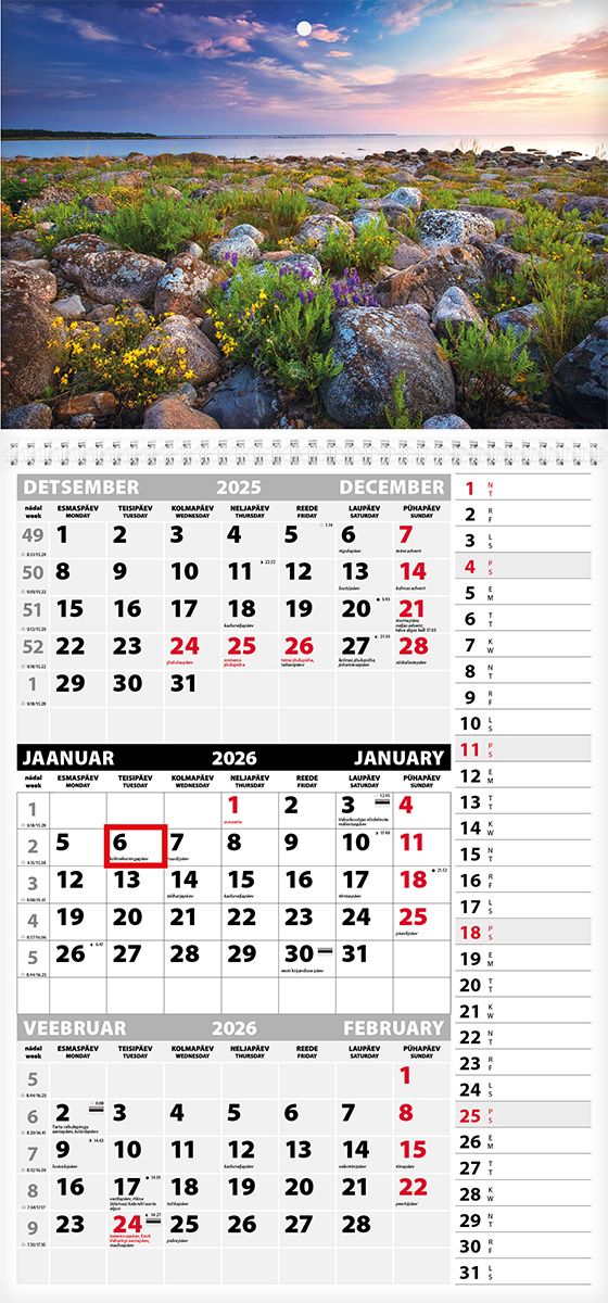 pakal9883 Seinakalender TRIO MEMO, avatud mõõt 297x630mm (PILT nr. 9) 00372/40321 - Image 1