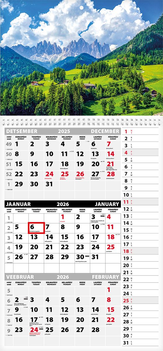 pakal9897-2 Seinakalender TRIO MEMO, avatud mõõt 297x630mm (PILT nr. 16) 00372/40328 - Image 1