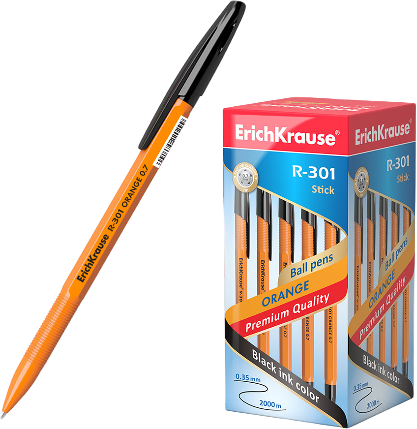 Pastapliiats korgiga ERICH KRAUSE R-301 Orange Stick 0,7mm must - Image 1