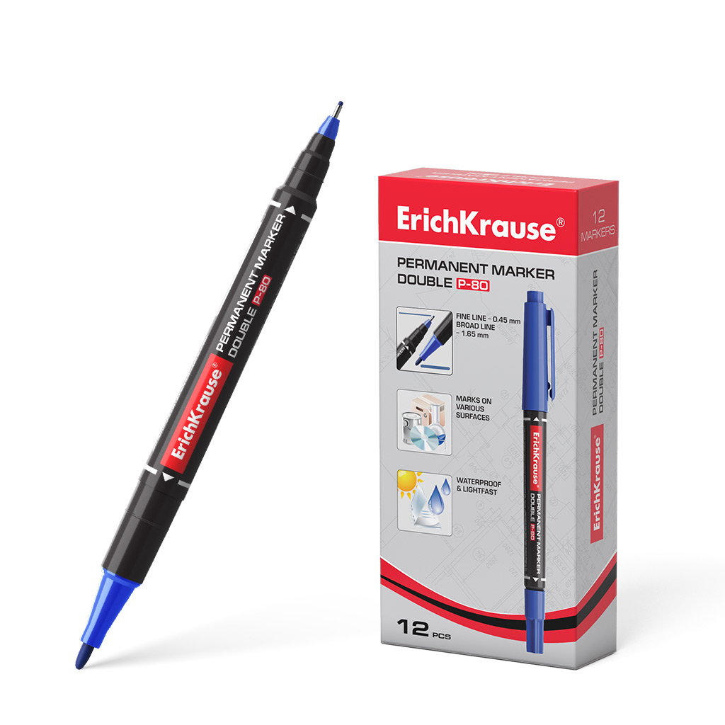 Permanentne marker ERICH KRAUSE P-80 kahe otsaga 0,5/2,0mm sinine - Pilt 1