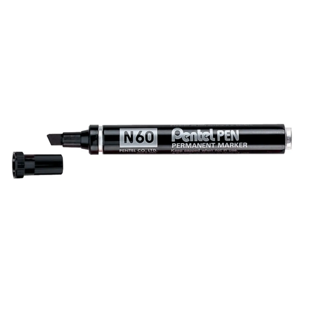 Permanentne marker lõigatud otsaga PENTEL N60 3,9-5,7mm metallkorpusega must - Image 1