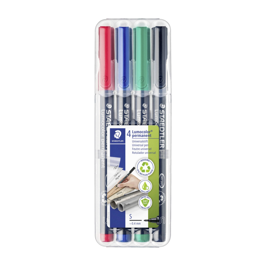 Permanentne marker OHP STAEDTLER Lumocolor 313 S 0,4mm 4 värvi komplekt - Image 1