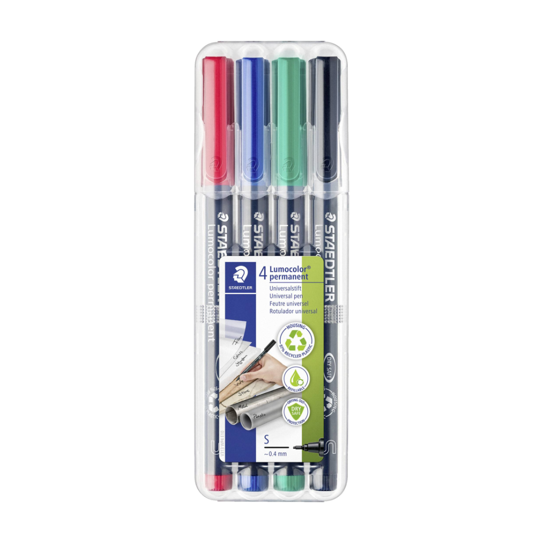 Permanentne marker OHP STAEDTLER Lumocolor 317 M 1,0mm 4 värvi komplekt - Image 1