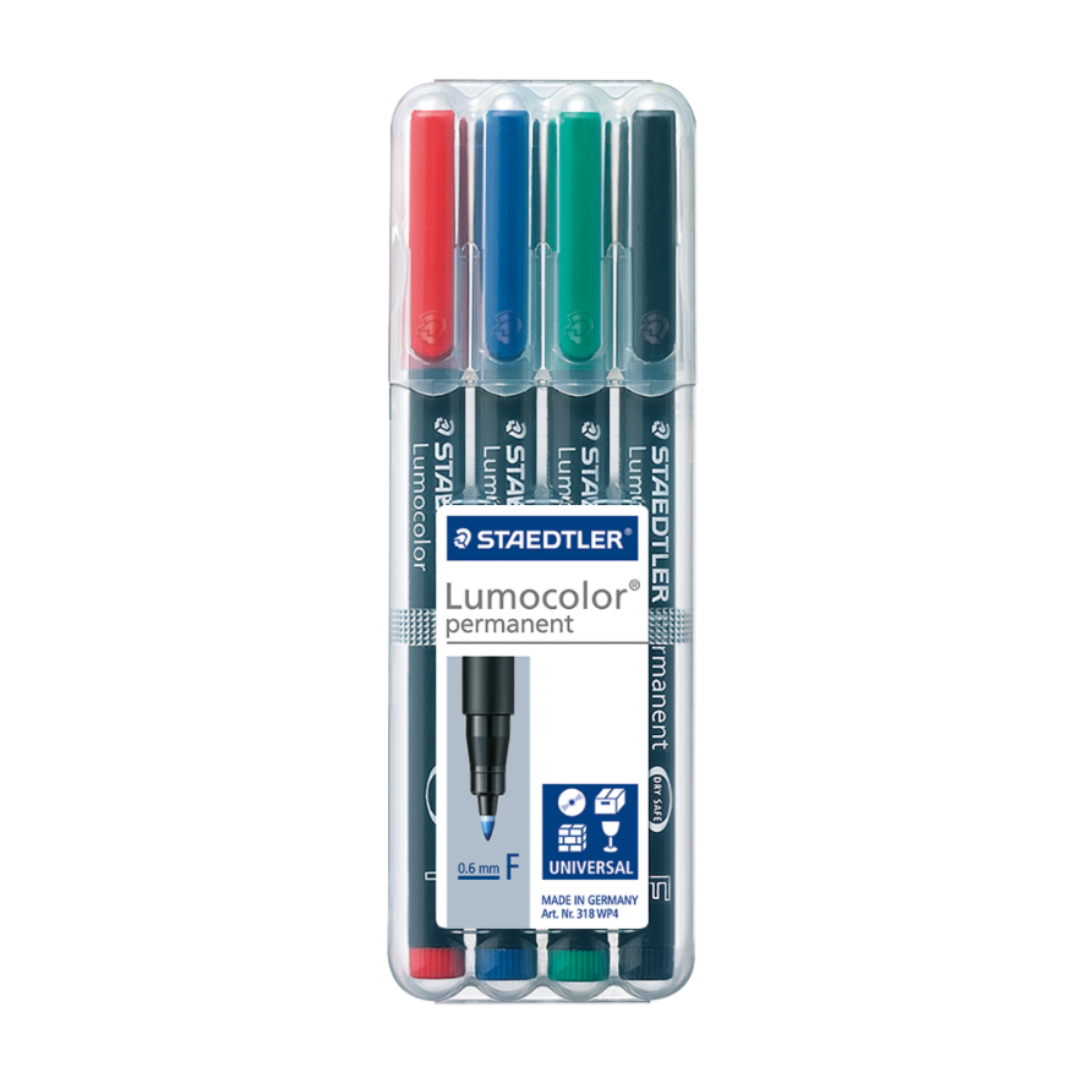 Permanentne marker OHP STAEDTLER Lumocolor 318 F 0,6mm 4 värvi komplekt - Pilt 1