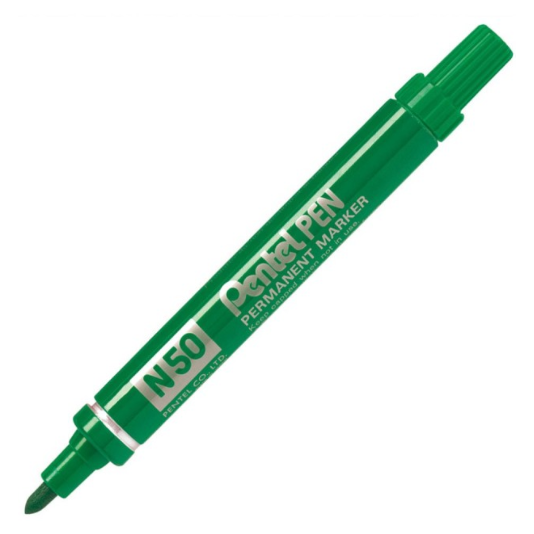 Permanentne marker PENTEL N50 koonilise otsaga metallkorpusega roheline - Image 1