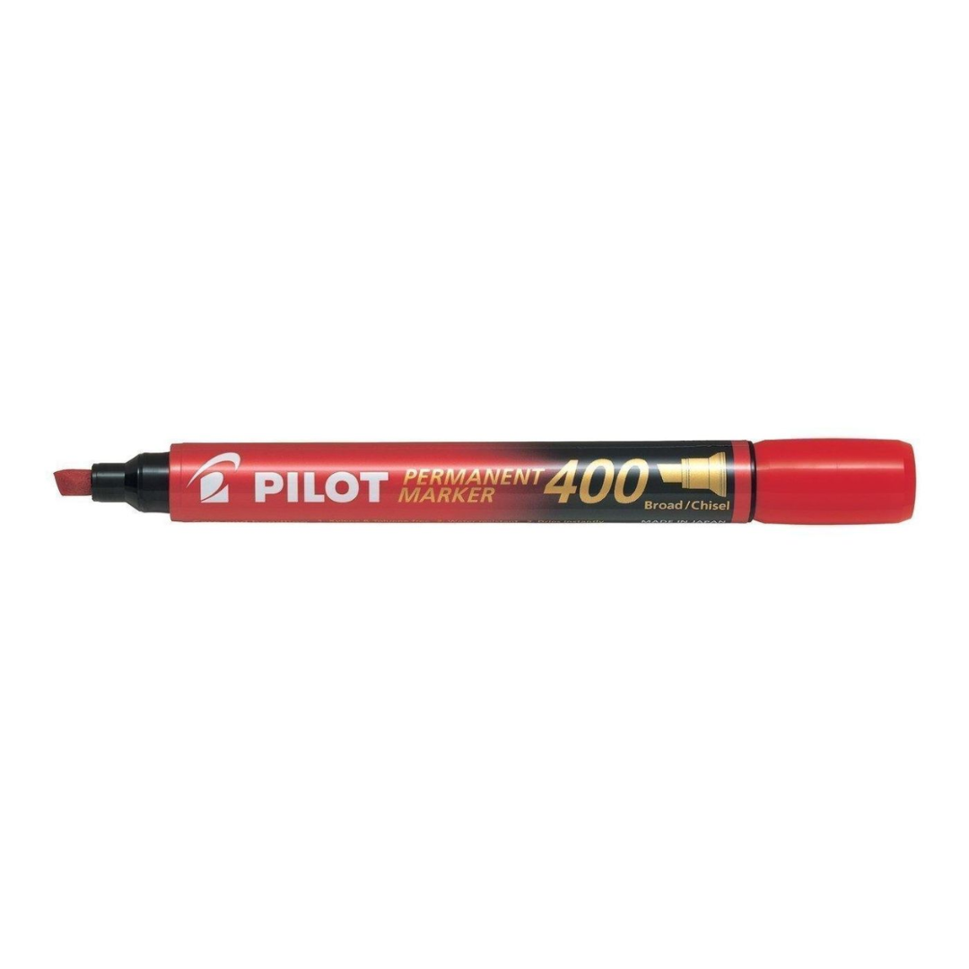 Permanentne marker PILOT 400 lõigatud otsaga 4mm punane - Image 1