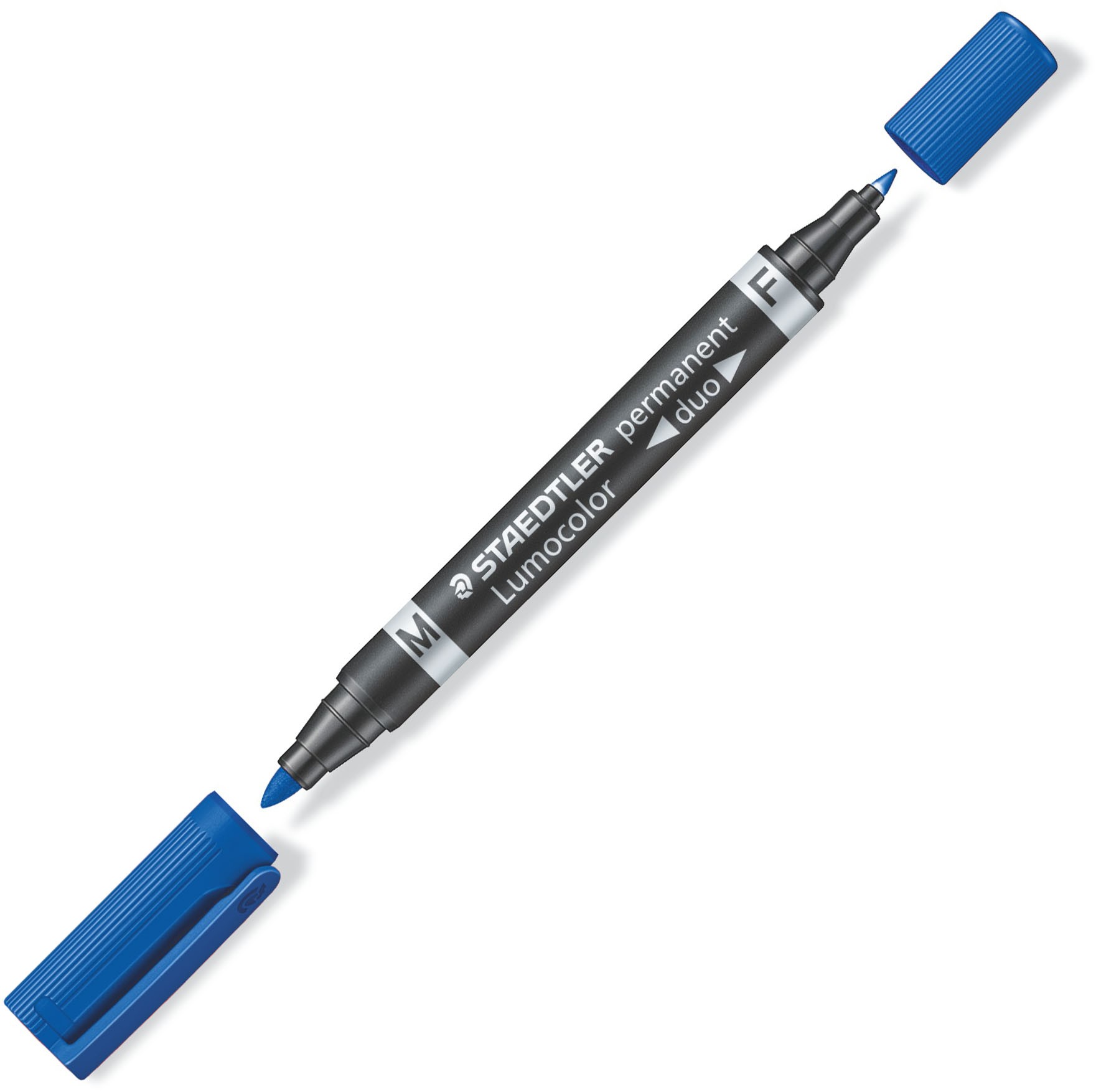 Permanentne marker STAEDTLER Lumocolor Duo 348 kahe otsaga 0,6/1,5mm sinine - Pilt 1