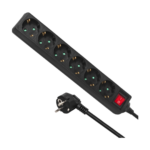 Pikendusjuhe 6-osaline 5m lülitiga maandusega must