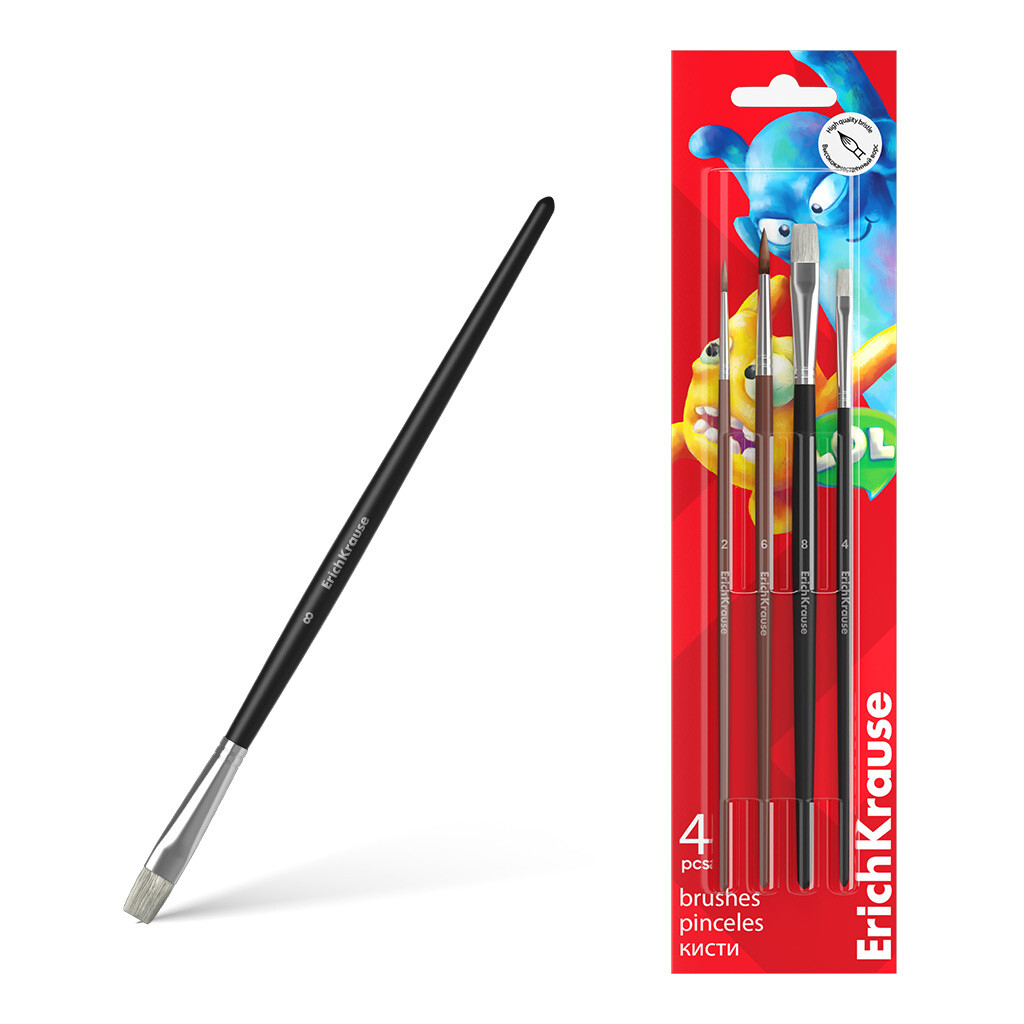 pintslid_erich_krause_jolly_friends_akvarellile_ja_guassile_poni_ja_pintsel_4_tk-3 Pintslite komplekt ERICH KRAUSE Jolly Friends akvarell- ja guaššvärvidele 4tk - Image 1