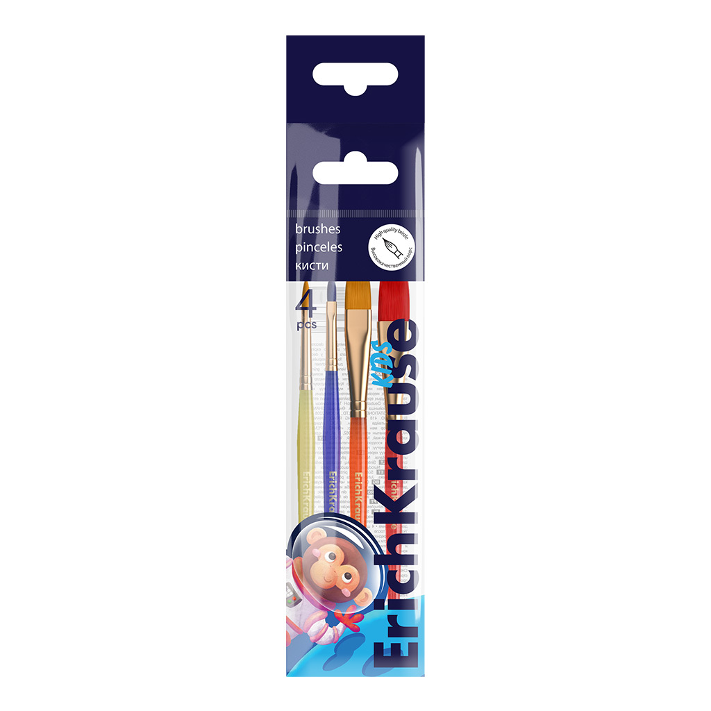 Pintslite komplekt ERICH KRAUSE Kids Space Animals 4tk - Pilt 1