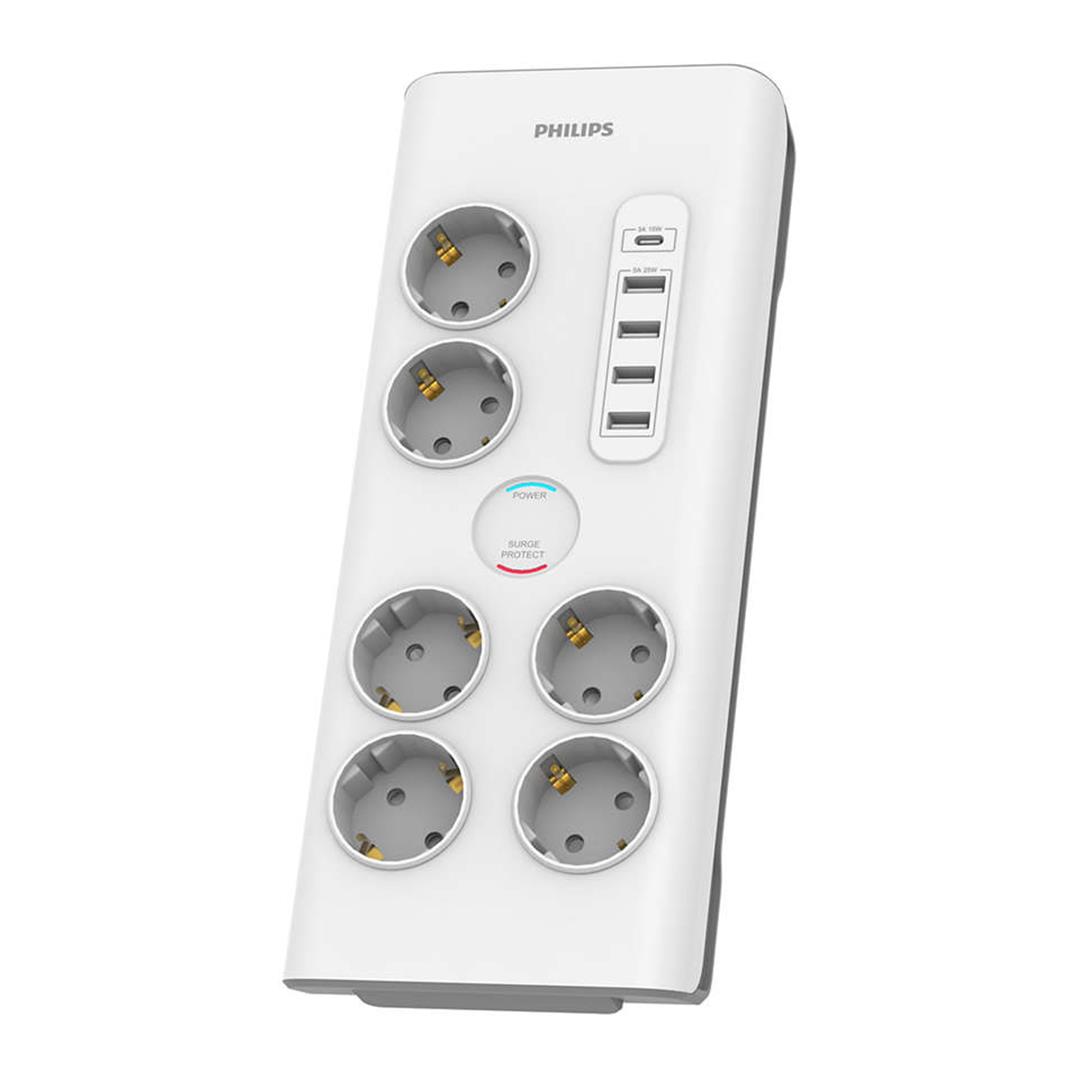 sm_233178_k_1_spn7060wa58-4 Philips, 6 väljundit, USB-C, USB-A, 2 m, valge - Pingekaitse - Image 1
