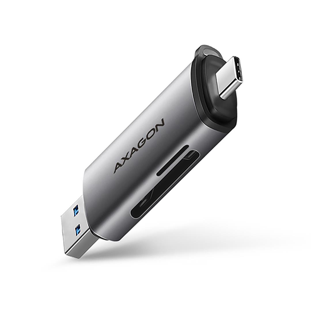 sm__k_1_cre-sac-2 AXAGON CRE-SAC SuperSpeed USB-C / USB-A Card Reader, tumehall - Mälukaardilugeja - Image 1
