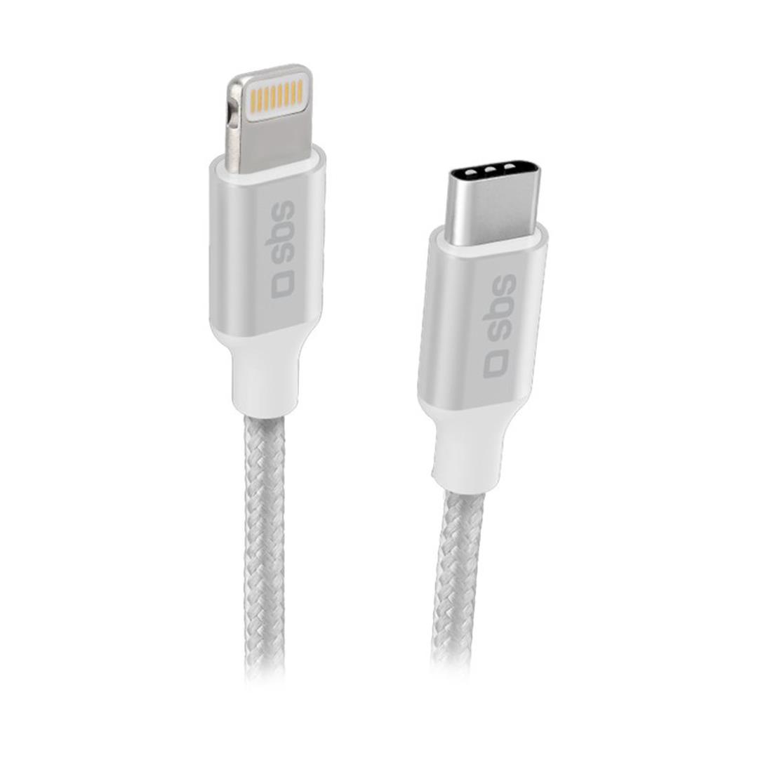 sm__k_1_tecableligtc1bw-5 SBS Silver Metal Braided, USB-C - Lightning, hõbe - Kaabel - Image 1