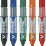 Tahvlimarker PILOT Board Master koonilise otsaga 5 värvi komplekt