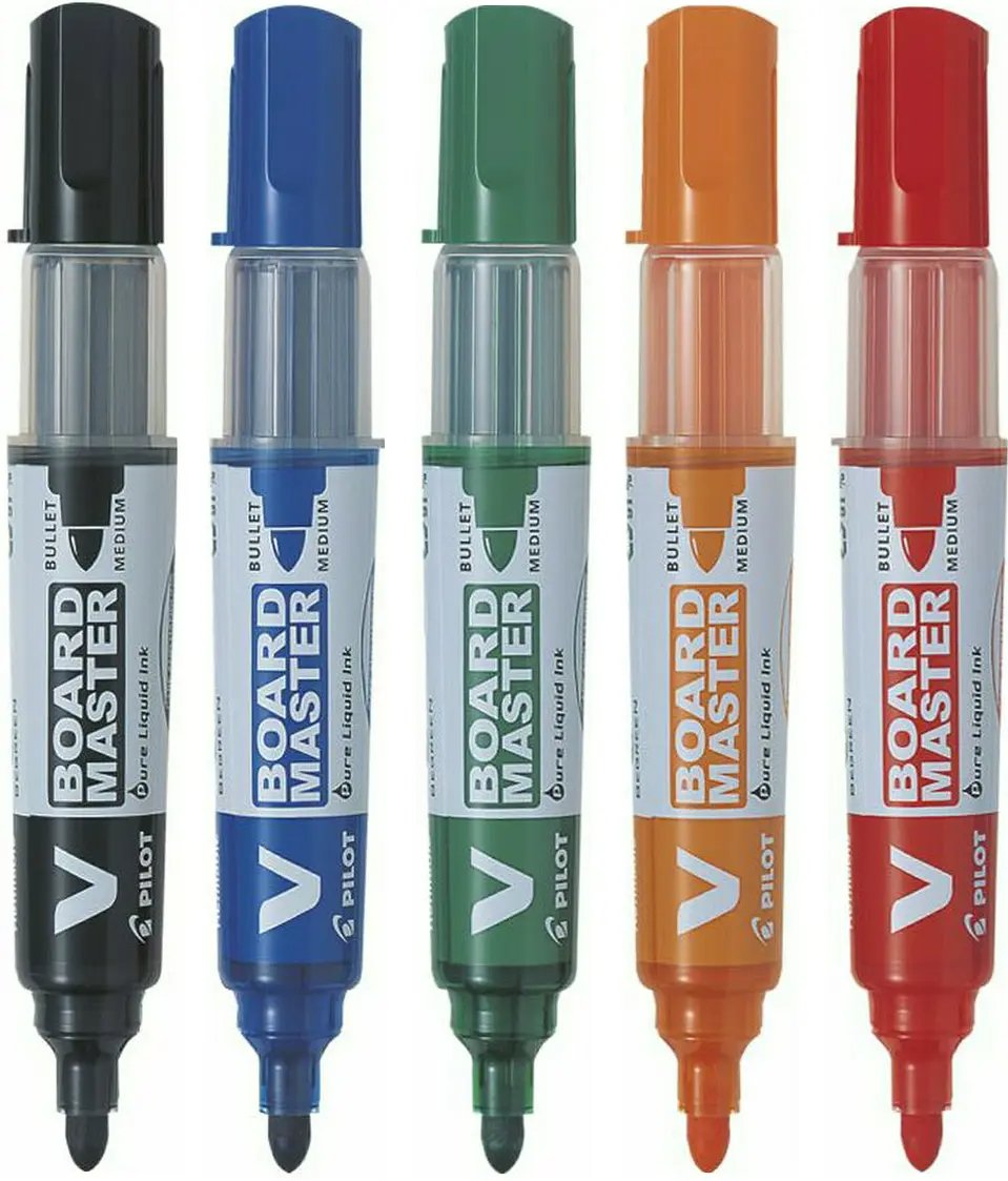 Tahvlimarker PILOT Board Master koonilise otsaga 5 värvi komplekt - Image 1