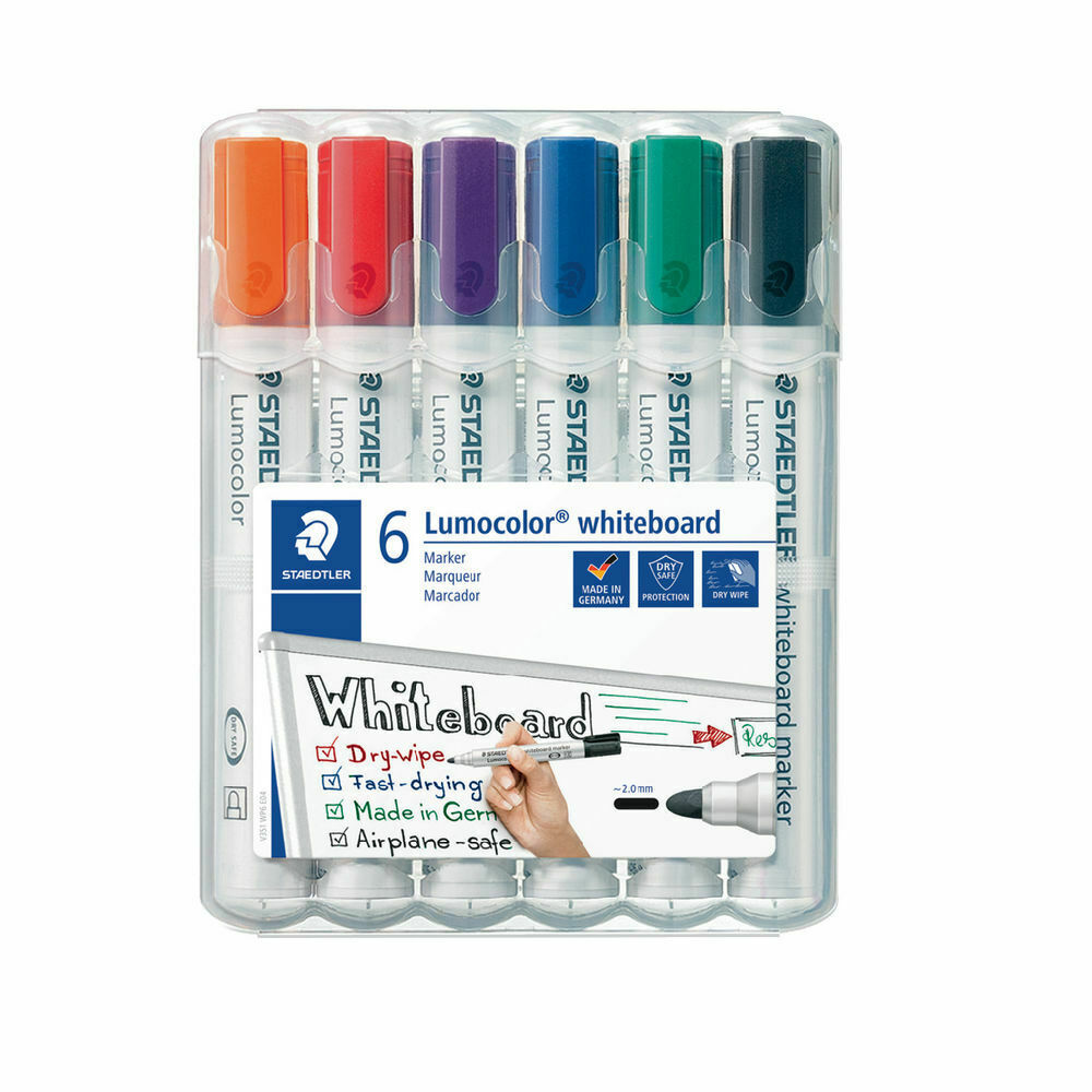 Tahvlimarkerite komplekt STAEDTLER Lumocolor 351 koonilise otsaga 6 värvi - Pilt 1
