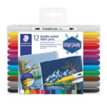 Tekstiilimarkerite komplekt STAEDTLER 3190 kahe otsaga 12 värvi
