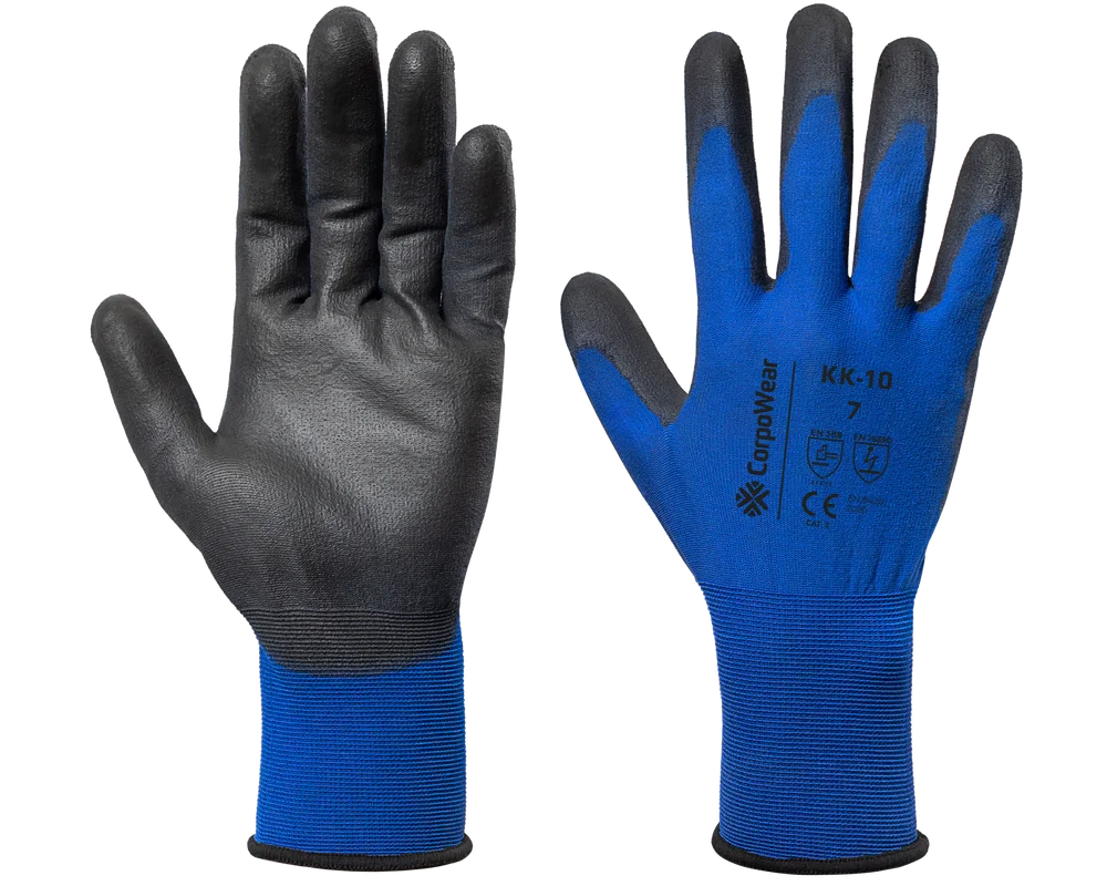 tekstiilkindad-kattega-kk10_0-2 Töökindad puutetundlikud nailonist KK10 sinine L/9 - Image 1