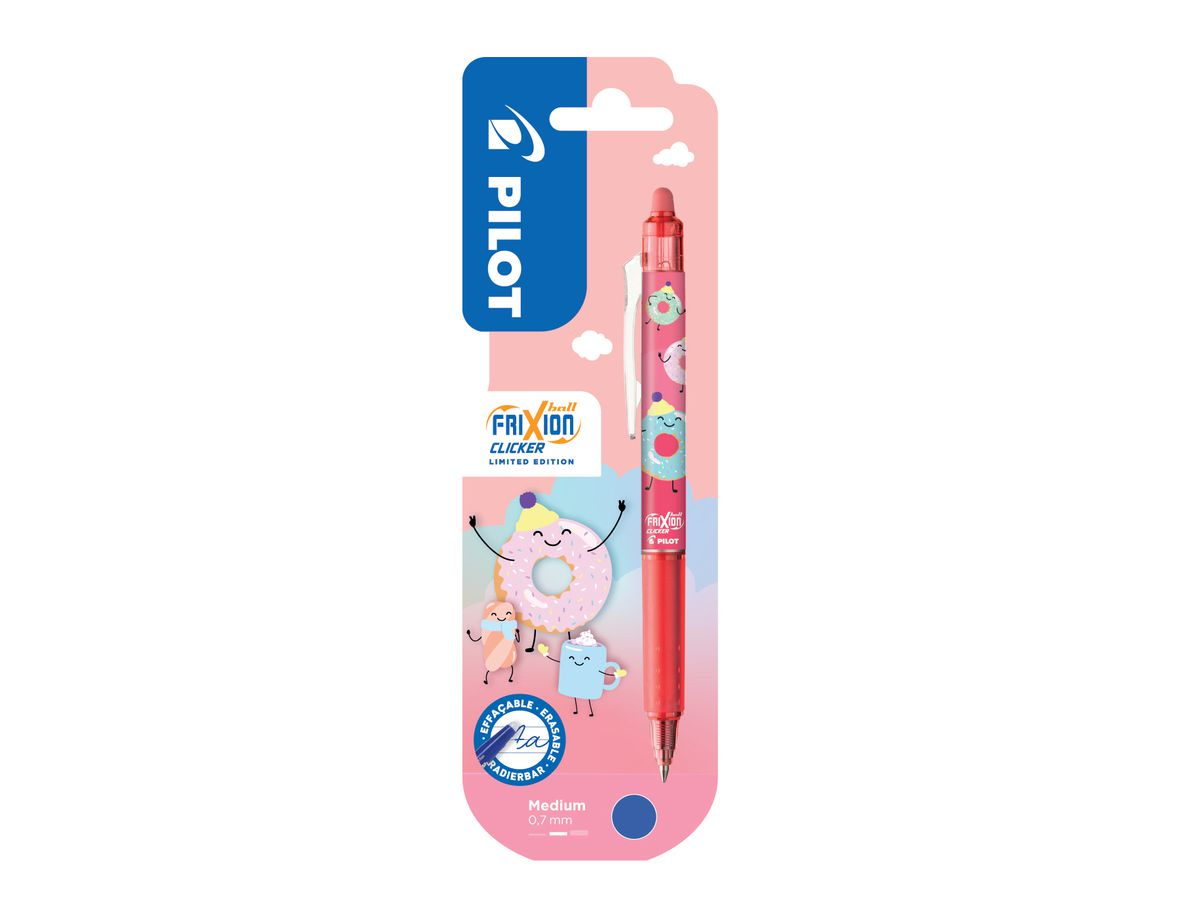 Tindipliiats mehaaniline PILOT Frixion Clicker Fancy Sweet Coral Pink kustutatav 0,7mm sinine - Pilt 1