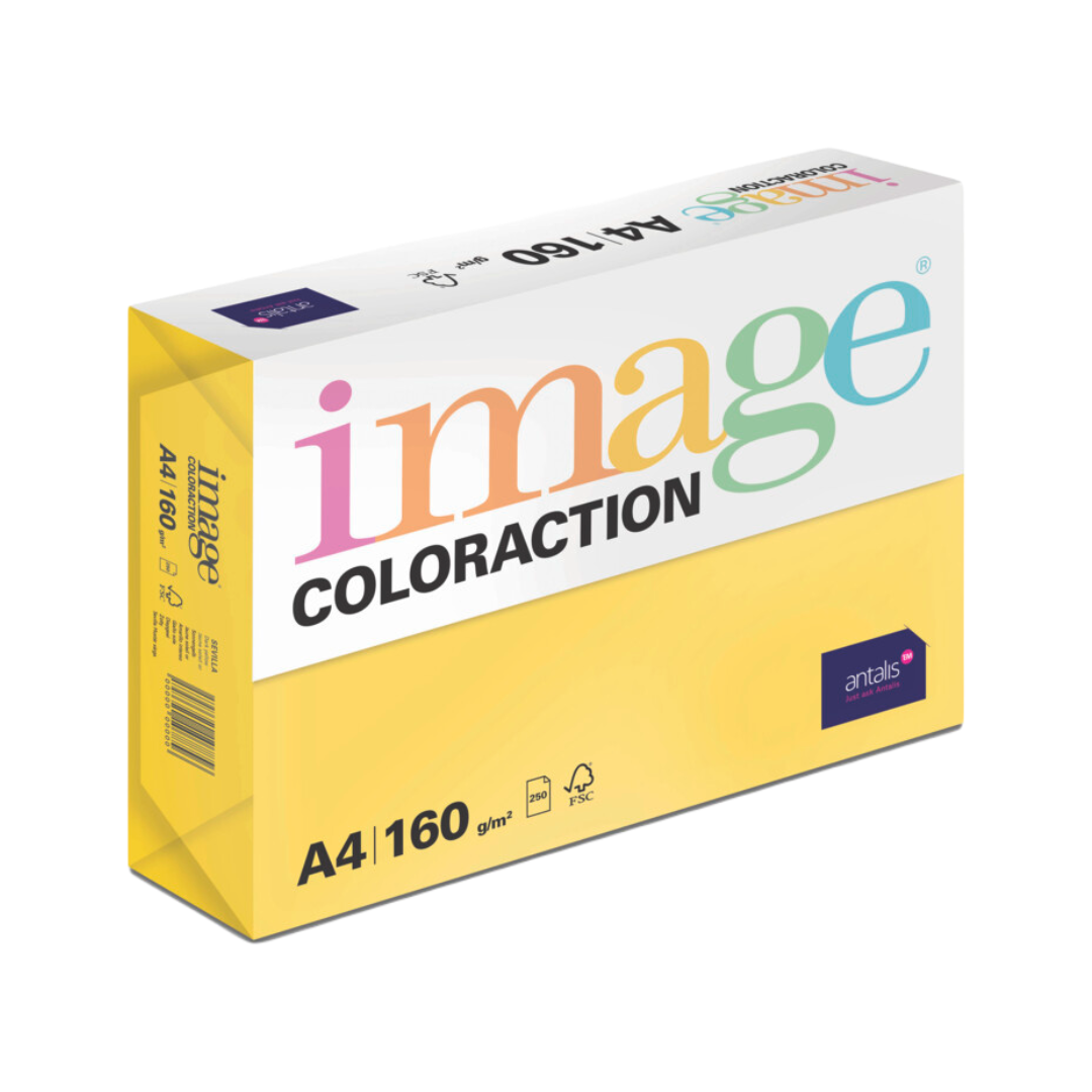 Värviline paber A4 160g IMAGE Coloraction nr.56 tumekollane (Sevilla) 250 lehte - Pilt 1