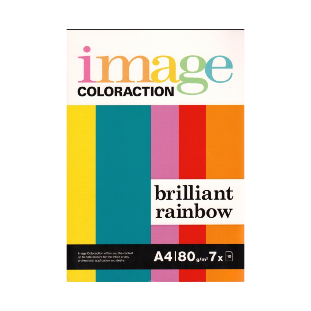 Värviline paber A4 80g IMAGE Coloraction kirkad toonid 7 värvi pakis 70 lehte - Image 1