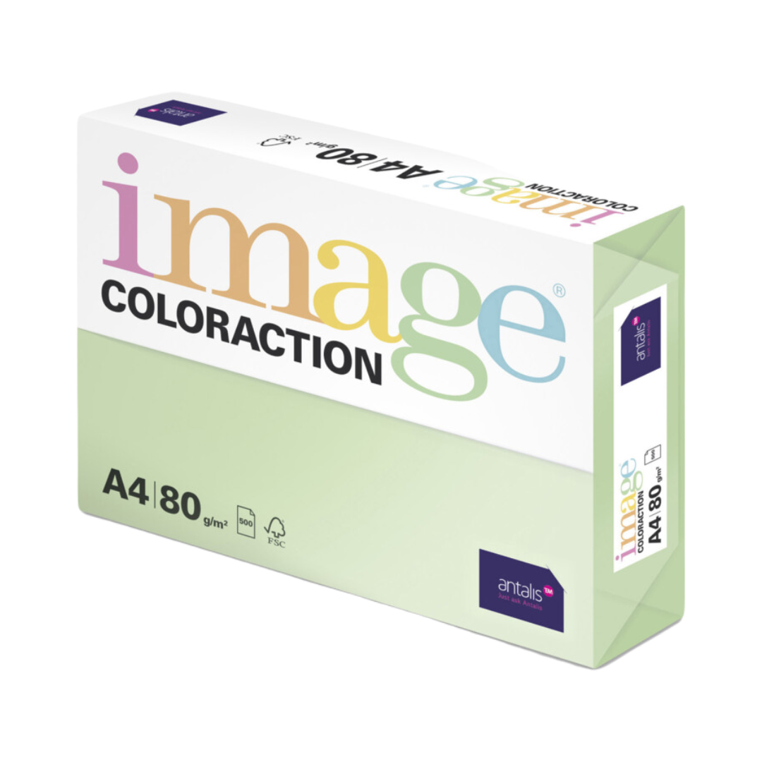 Värviline paber A4 80g IMAGE Coloraction nr.65 pastelne roheline (Forest) 500 lehte - Image 1