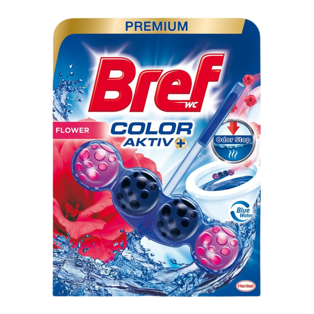 WC värskendaja BREF Active Blue Fresh Flowers Toilet Blocks 50g klambriga - Pilt 1