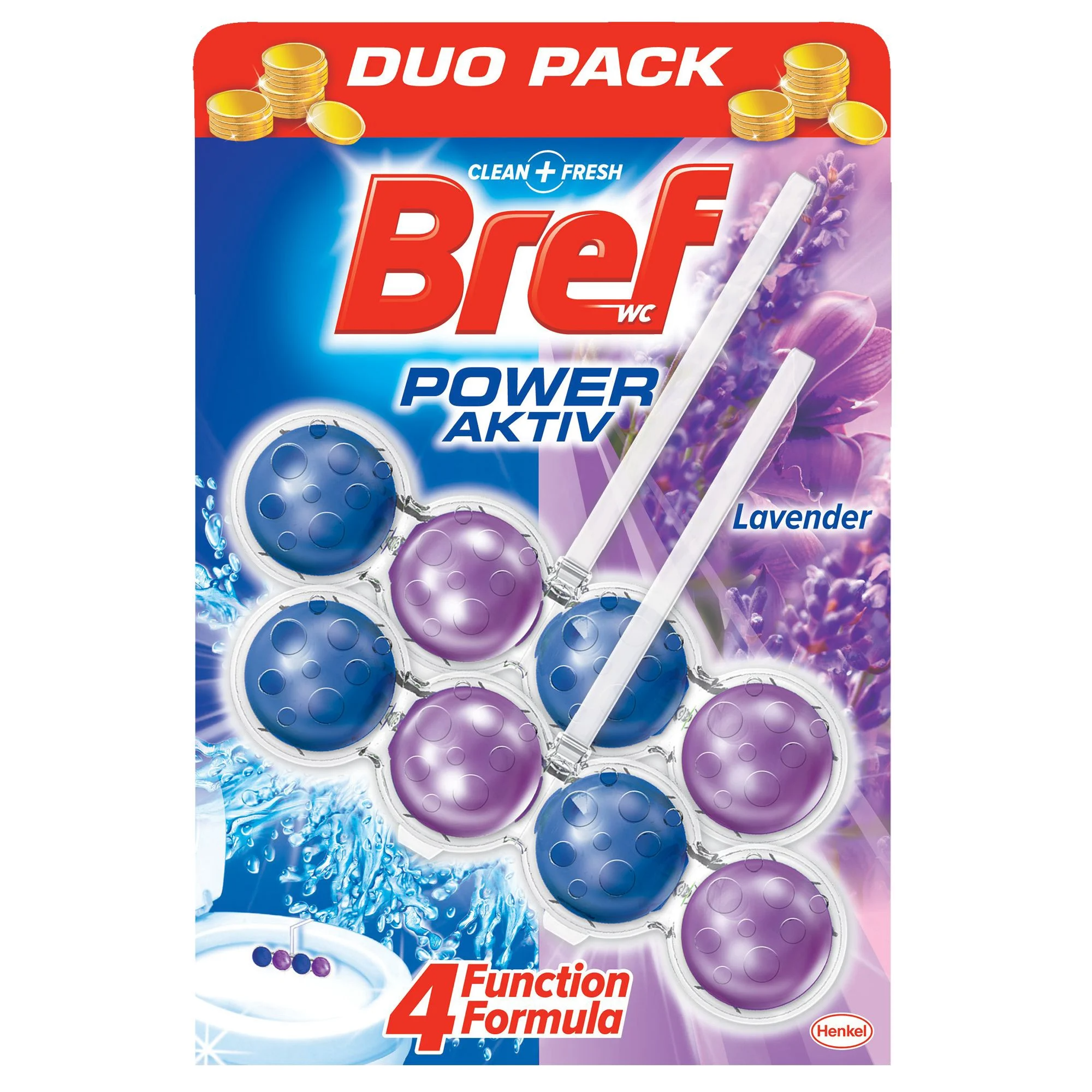 wc_varskendaja_bref_power_aktiv_lavender_2x50g_0-30 WC värskendaja BREF Power Aktiv Lavender 2x50g klambriga - Pilt 1