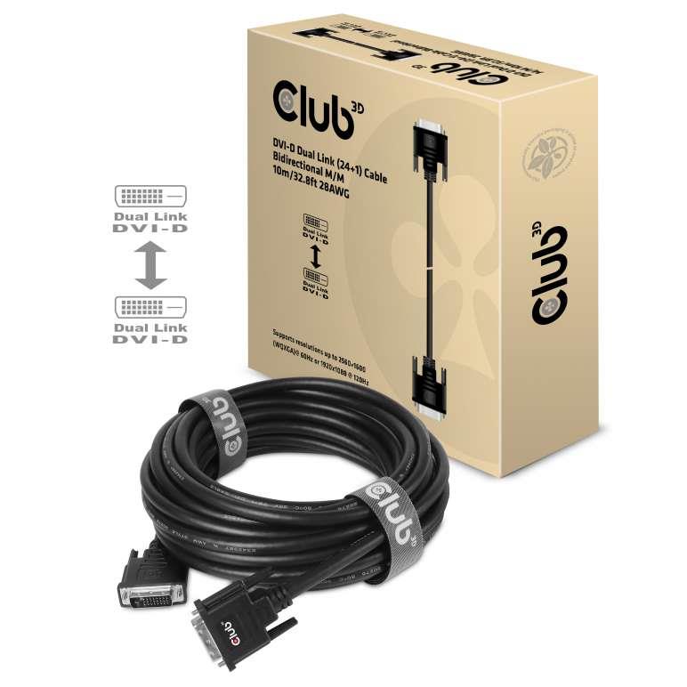 lko-cac-1220-l-0-ea069a0c-7898-4eef-94a0-46145eb02e4c-1 CABLE DVI-D TO DVI-D 10M/M/M CAC-1220 CLUB3D - Pilt 1