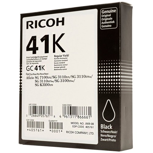 Ricoh GC41K (405761) Ink Cartridge, Black - Pilt 1