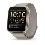 Garmin Venu X1 Smart Watch Soft Gold, Titanium Caseback / French Grey Nylon Band