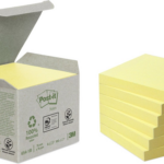 Märkmepaber 76x76mm POST-IT Recycled 654RY kanaari kollane 6x100 lehte