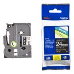 Brother TZe-355 (TZE355) Laminated Labelling Tape Cassette, White On Black 24mm, 8m