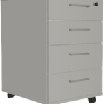 Sahtliboks ratastel OPTIMA 415x500x638mm 4-sahtliga helehall