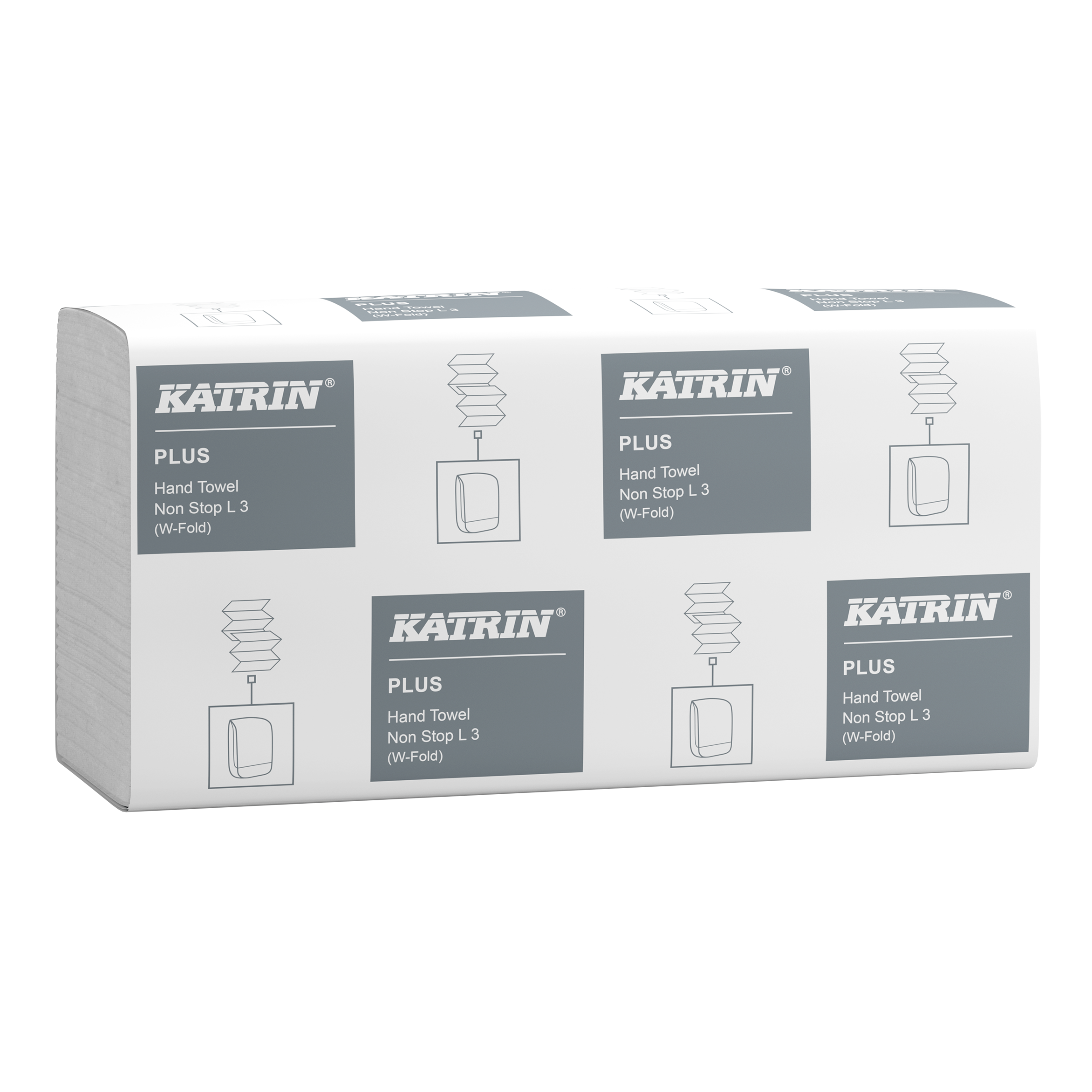 87099_katrin_plus_w_fold_paper_towels_non_stop_long_90_sheets_3_ply_handy_pack_official_product_image Lehträtik 3-kihiline KATRIN Plus NonStop L3 Z-fold 34x20,3cm 90 lehte pakis (345201) - Image 1