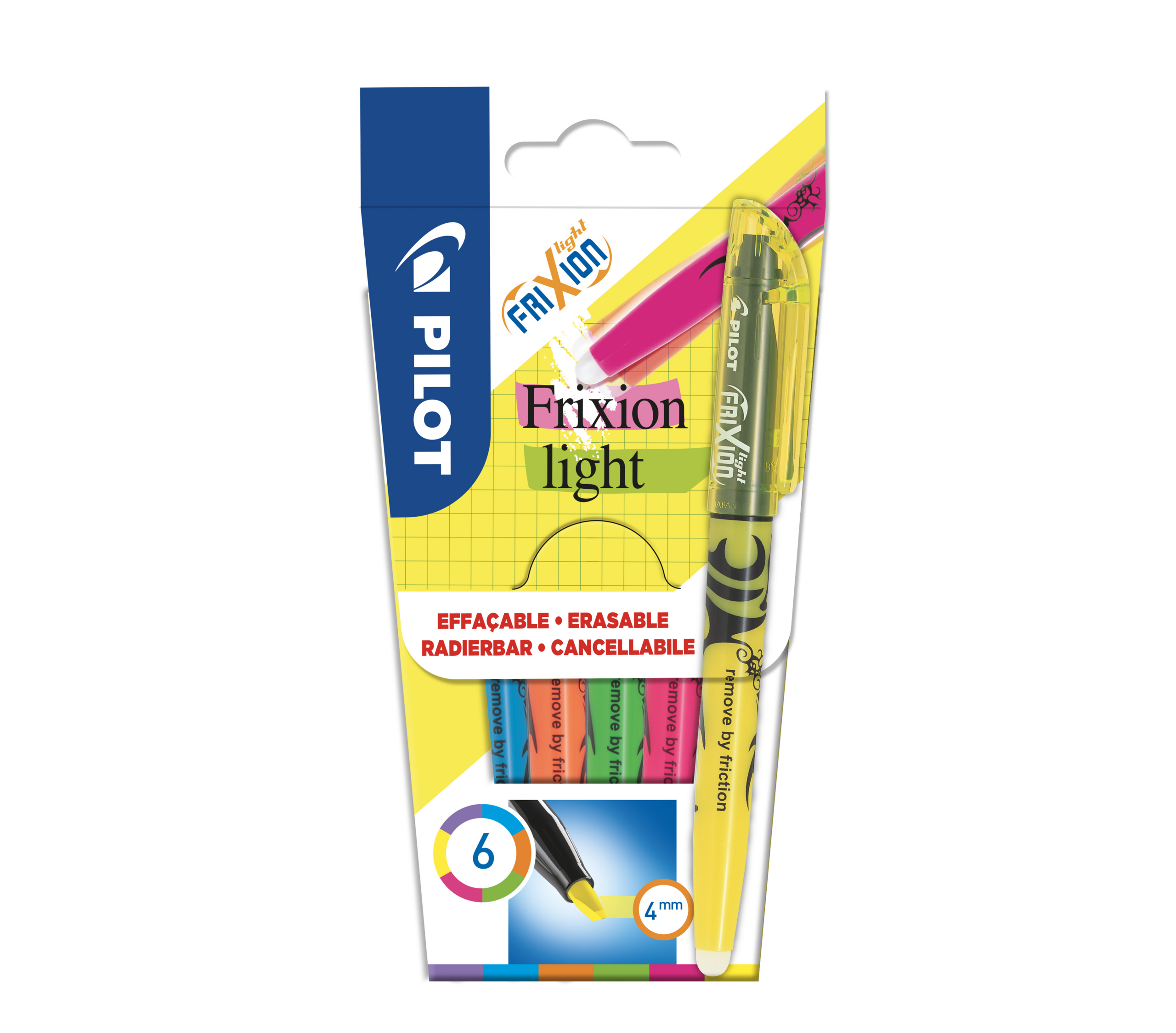 varvimarker-komplekt-pilot-frixion-4mm-6-varvi-1 Tekstimarker kustutatav PILOT Frixion Light 4mm 6 värvi komplekt - Image 1