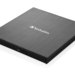 Verbatim 43886 External Slimline CD/DVD Writer External Optical Drive, USB-C/USB-A, Black