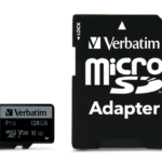 Verbatim 47044 Pro U3 Micro SDXC Memory Card 128GB + microSD to SD Adapter