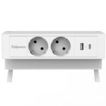 Pikendusjuhe / laadimisjaam lauale FELLOWES Desk 2-pesa, 1 x USB-A ja 1 x USB-C valge